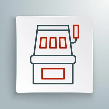 Line Slot machine icon isolated on white background. Colorful outline concept Stock Illustration