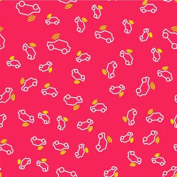Line Smart car system with wireless connection icon isolated seamless pattern on 스톡 일러스트