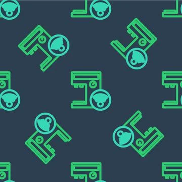 Line Smart coffee machine system icon isolated seamless pattern on blue Stockillustratie