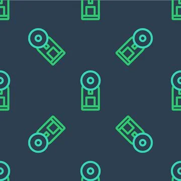 Line Smart coffee machine system icon isolated seamless pattern on blue Stockillustratie