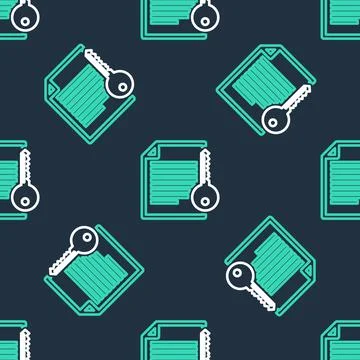 Line Smart contract icon isolated seamless pattern on black background Stock Illustration