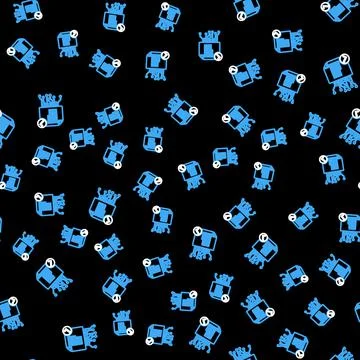 Line Smart contract icon isolated seamless pattern on black background Illustrazione stock