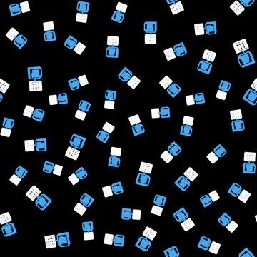 Line Smart contract icon isolated seamless pattern on black background Illustrazione stock