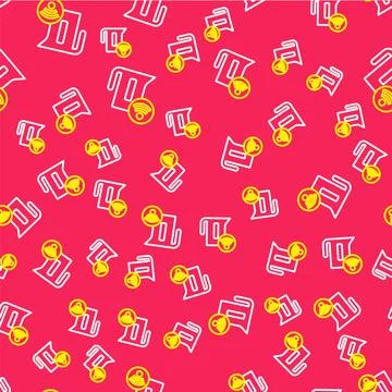 Line Smart electric kettle system icon isolated seamless pattern on red Stock-Illustration