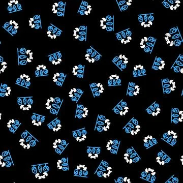 Line Smart farm with drone control and tree icon isolated seamless pattern on Illustrazione stock