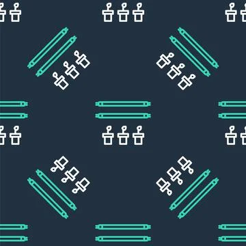 Line Smart farm with light bulb and plant symbol icon isolated seamless pattern Stock Illustration