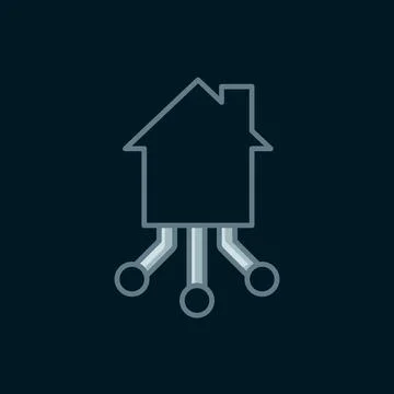 Line Smart home icon isolated on black background. Remote control. Flat fil.. Stock Illustration