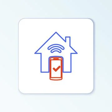 Line Smart home - remote control system icon isolated on white background Ilustración de archivo