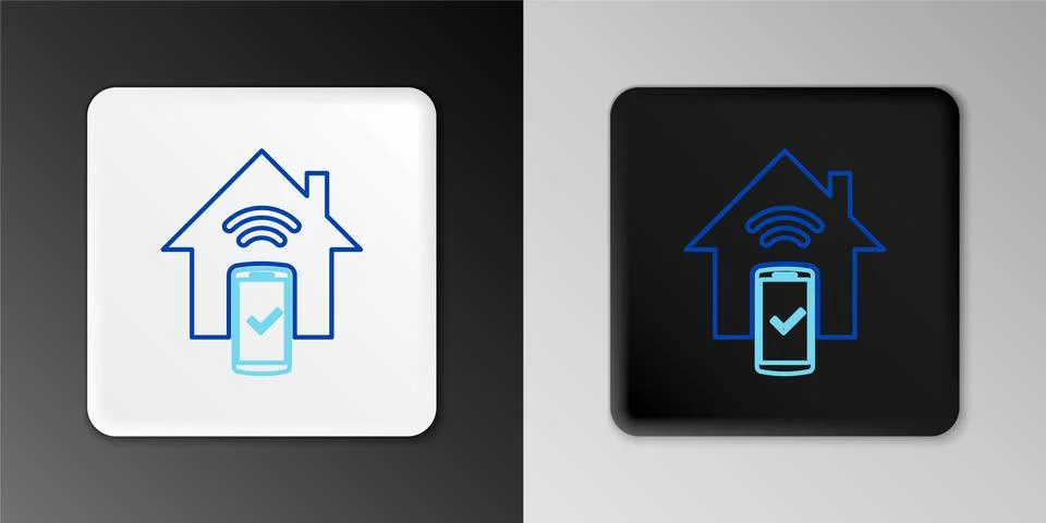 Line Smart home - remote control system icon isolated on grey background Illustrazione stock