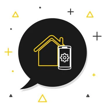 Line Smart home - remote control system icon isolated on white background Ilustración de archivo
