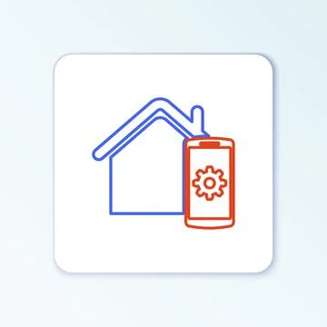 Line Smart home - remote control system icon isolated on white background 스톡 일러스트