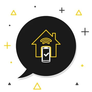 Line Smart home - remote control system icon isolated on white background Ilustración de archivo