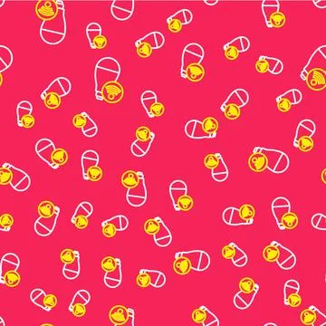 Line Smart light bulb system icon isolated seamless pattern on red background Illustrazione stock