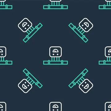 Line Smart sensor system icon isolated seamless pattern on black background Stock Illustration