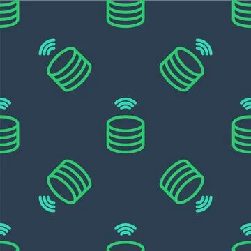 Line Smart Server, Data, Web Hosting icon isolated seamless pattern on blue Illustrazione stock