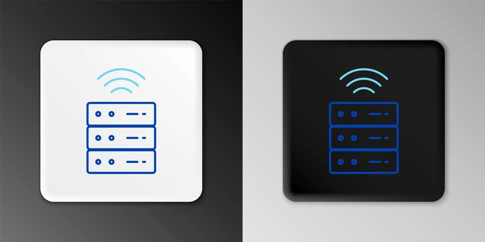 Line Smart Server, Data, Web Hosting icon isolated on grey background. Internet Illustrazione stock