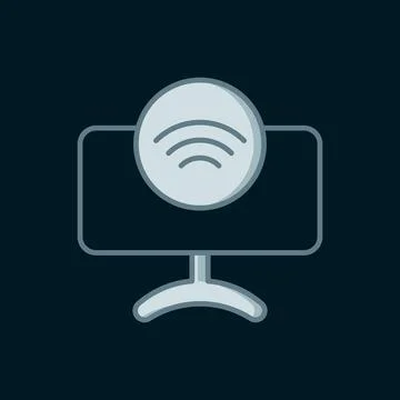 Line Smart Tv system icon isolated on black background. Television sign. In.. Stockillustratie