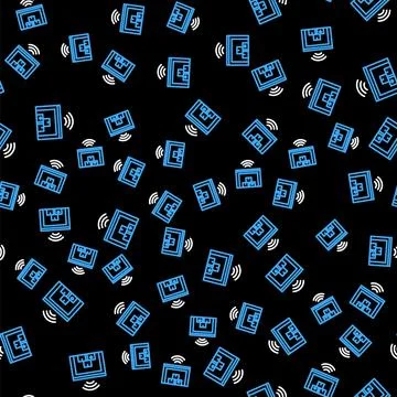 Line Smart warehouse system icon isolated seamless pattern on black background Stock Illustration