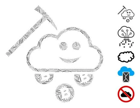 Line Smile Cloud Mining Icon Vector Mosaic Stock Illustration