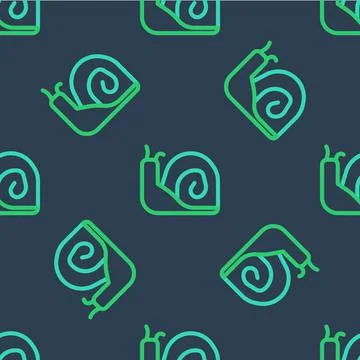 Line Snail icon isolated seamless pattern on blue background. Vector イラスト素材