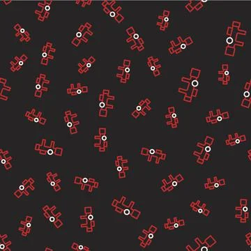 Line Sniper optical sight icon isolated seamless pattern on black background Illustrazione stock