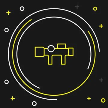 Line Sniper optical sight icon isolated on black background. Sniper scope Stock Illustration