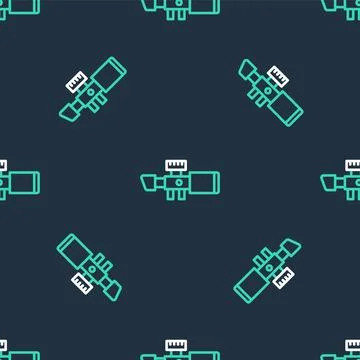 Line Sniper optical sight icon isolated seamless pattern on black background Illustrazione stock