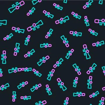 Line Sniper optical sight icon isolated seamless pattern on black background. Illustrazione stock