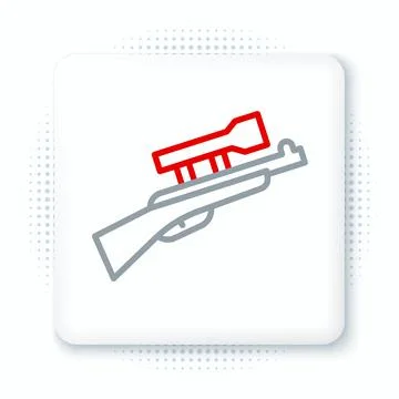 Line Sniper rifle with scope icon isolated on white background. Colorful outline Stock Illustration