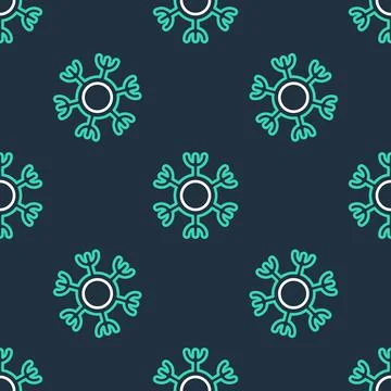 Line Snowflake icon isolated seamless pattern on black background. Vector Stock Illustration