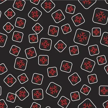 Line Snowflake icon isolated seamless pattern on black background. Vector Illustrazione stock