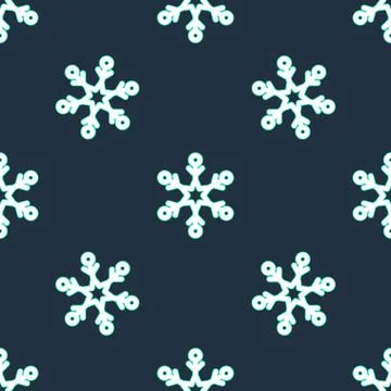 Line Snowflake icon isolated seamless pattern on black background. Vector Illustrazione stock