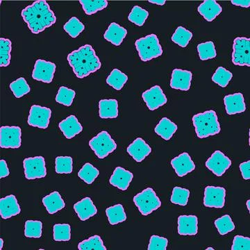 Line Snowflake icon isolated seamless pattern on black background. Vector Stock Illustration