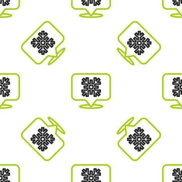 Line Snowflake with speech bubble icon isolated seamless pattern on white Stock Illustration