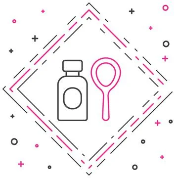 Line Soap bubbles bottle icon isolated on white background. Blowing bubbles.. Stock Illustration