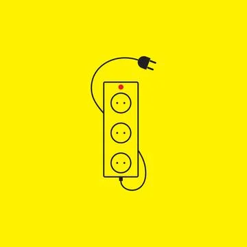 Line socket with plug electric logo design vector graphic symbol icon sign .. Illustrazione stock