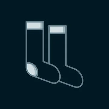 Line Socks icon isolated on black background. Flat filled outline style wit.. Stock Illustration