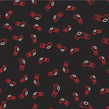 Line Socks icon isolated seamless pattern on black background. Vector Stock Illustration