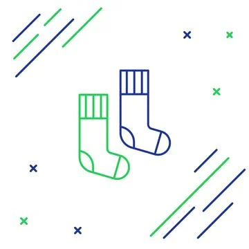 Line Socks icon isolated on white background. Colorful outline concept. Vecto Stock Illustration