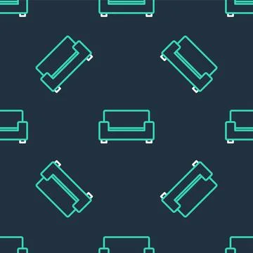 Line Sofa icon isolated seamless pattern on black background. Vector Illustrazione stock