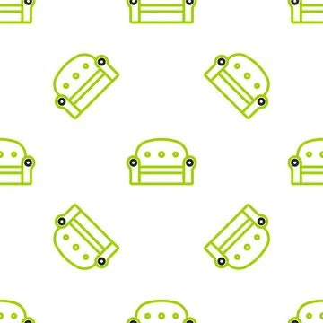 Line Sofa icon isolated seamless pattern on white background. Vector Illustrazione stock