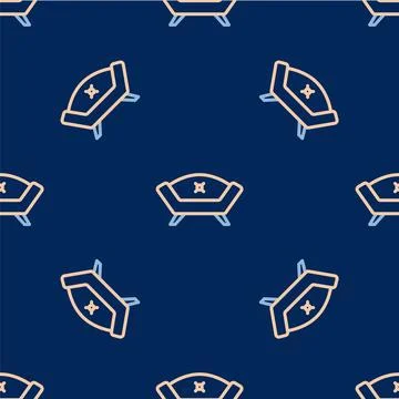 Line Sofa icon isolated seamless pattern on blue background. Vector Illustrazione stock