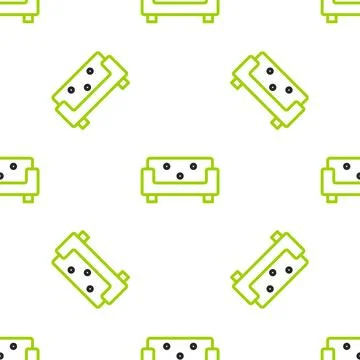 Line Sofa icon isolated seamless pattern on white background.  Vector 스톡 일러스트