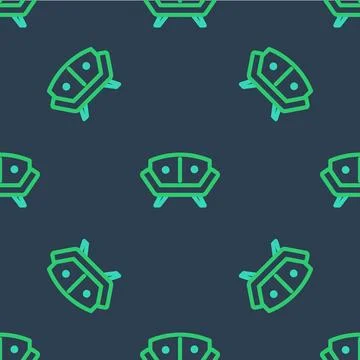 Line Sofa icon isolated seamless pattern on blue background.  Vector Illustrazione stock