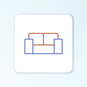 Line Sofa icon isolated on white background. Colorful outline concept. Vector Stock Illustration