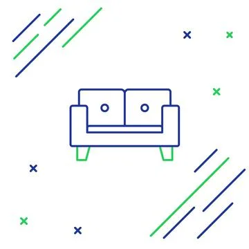 Line Sofa icon isolated on white background. Colorful outline concept. Vector Stock Illustration