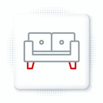 Line Sofa icon isolated on white background. Colorful outline concept. Vector Stock Illustration
