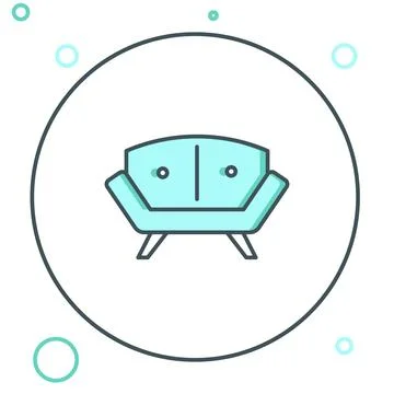 Line Sofa icon isolated on white background. Colorful outline concept. Vector Stock Illustration