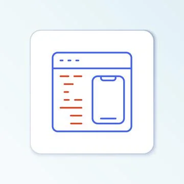 Line Software, web developer programming code icon isolated on white background Stock Illustration