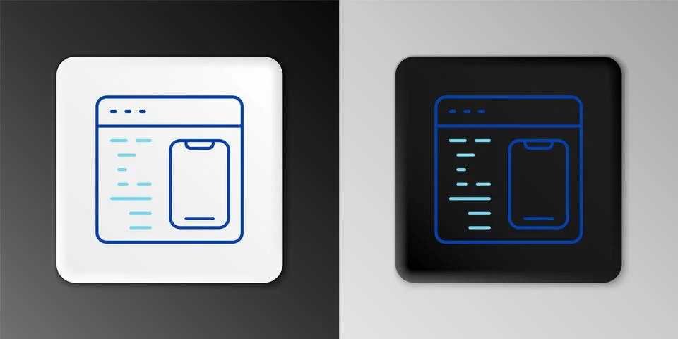 Line Software, web developer programming code icon isolated on grey background Illustrazione stock